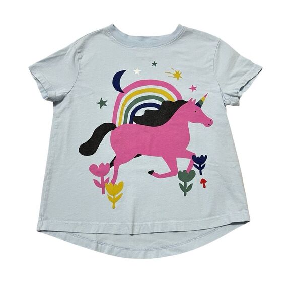 Hanna Andersson Girls Tee Size 130 Blue Unicorn Graphic - Picture 1 of 4